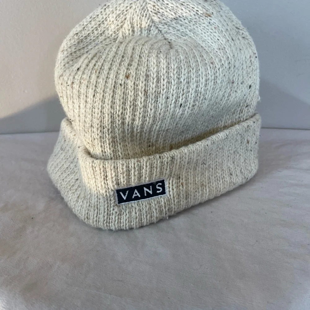 Vans Cream Knit Beanie Winter Hat Knitted Skateboard Skate One Size Fits All - Picture 6 of 6